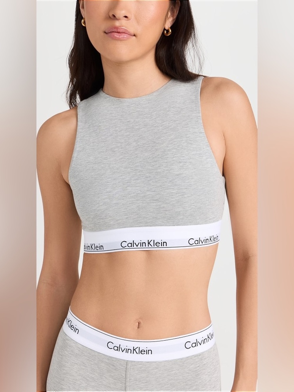 Calvin Klein Grey Heather Logo High-Neck Bralette
